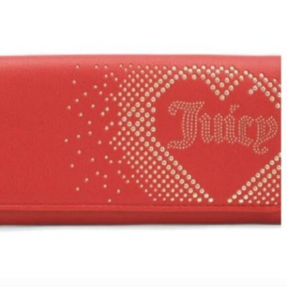 NWT JUICY COUTURE Red Lovely Stud Accents Day Flap Wallet - Picture 5 of 9